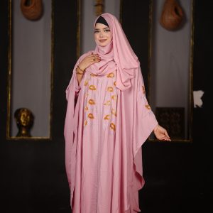 নোড পিংক কালার  আবায়া বোরকা   হিজাবসহ